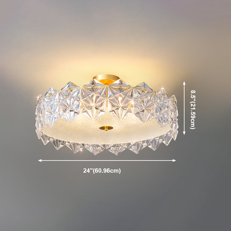 Plafonnier de forme ronde moderne en fer avec abat-jour en verre pour chambre à coucher et étude
