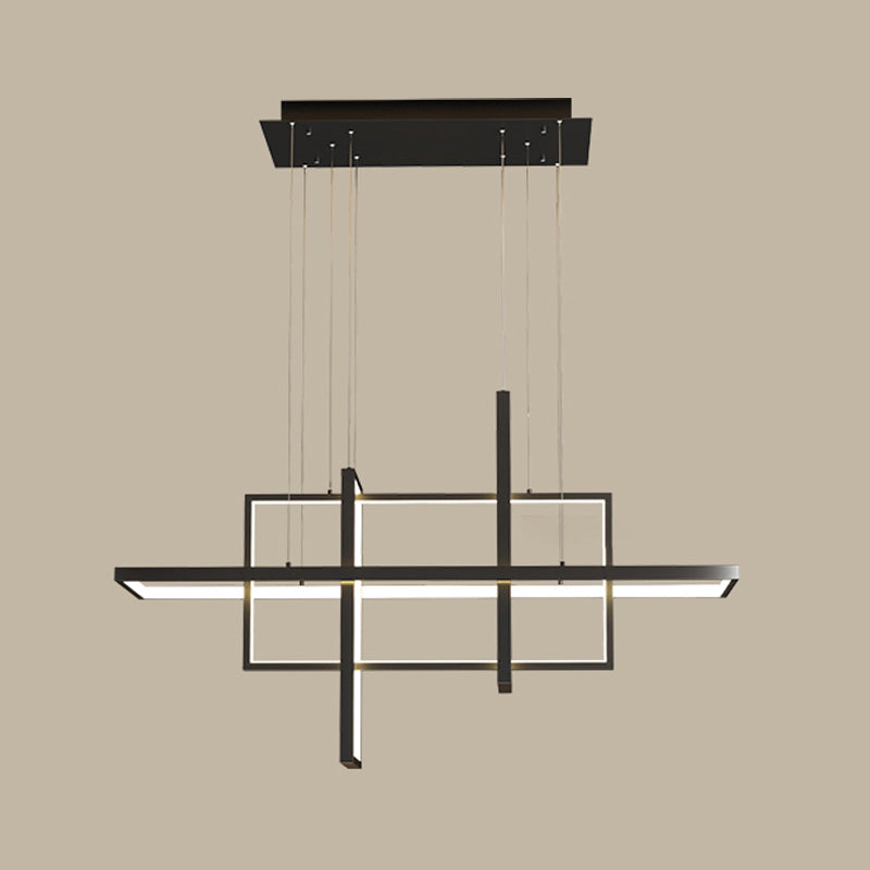 Rectangle Island Lighting Modernism Metal Pendant Light Fixture for Dining Room