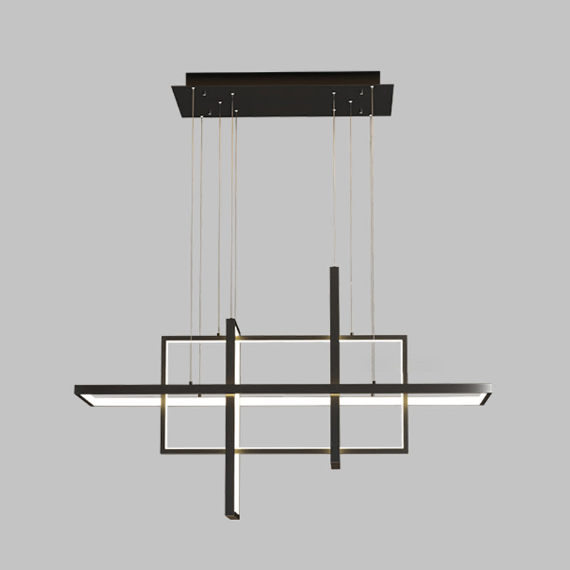 Rectangle Island Lighting Modernism Metal Pendant Light Fixture for Dining Room