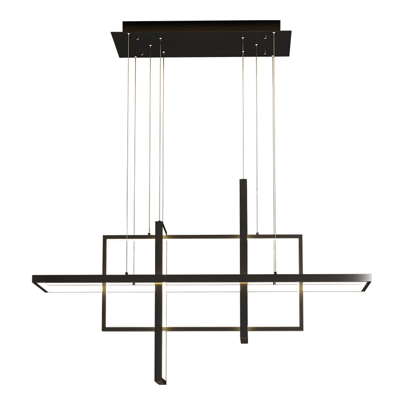 Rectangle Island Lighting Modernism Metal Pendant Light Fixture for Dining Room