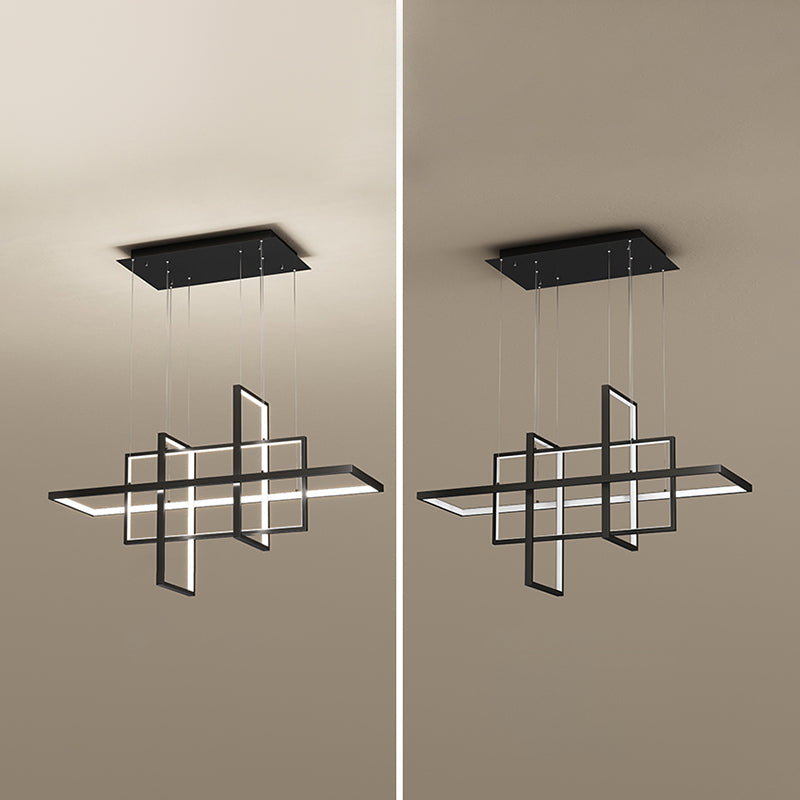 Rectangle Island Lighting Modernism Metal Pendant Light Fixture for Dining Room