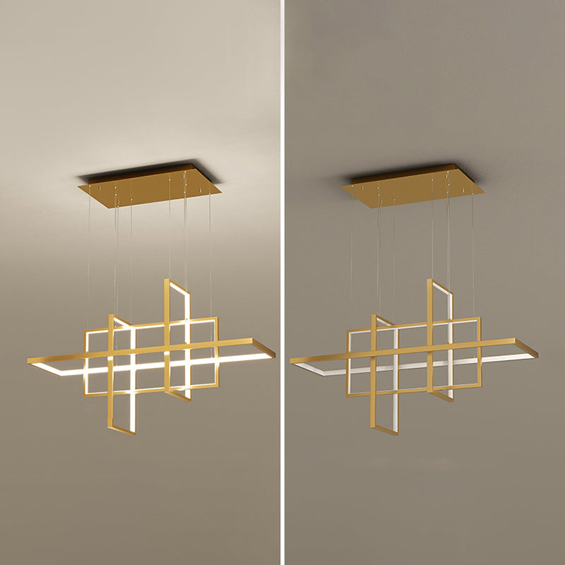 Rectangle Island Lighting Modernism Metal Pendant Light Fixture for Dining Room