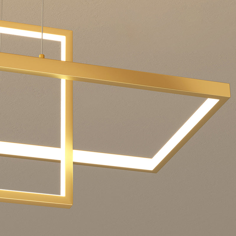Rectangle Island Lighting Modernism Metal Pendant Light Fixture for Dining Room