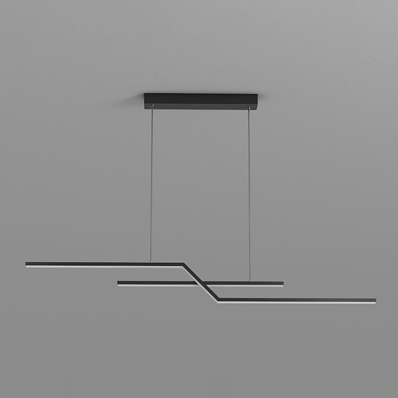 2 Light Linear Island Lighting Modernism Metal Chandelier Light Fixture for Dining Room