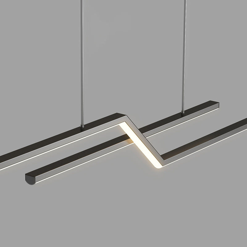 2 Light Linear Island Lighting Modernism Metal Chandelier Light Fixture for Dining Room