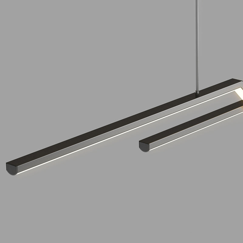 2 Light Linear Island Lighting Modernism Metal Chandelier Light Fixture for Dining Room