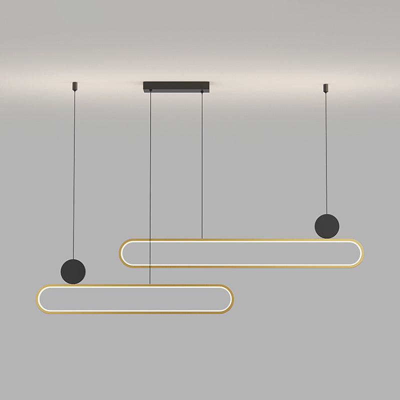 Luces de isla ovalada Modernismo Luz de la isla metal en oro para el comedor