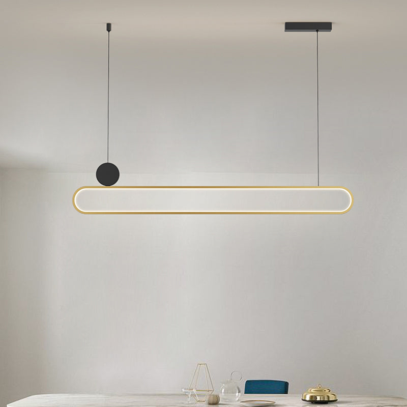 Luces de isla ovalada Modernismo Luz de la isla metal en oro para el comedor