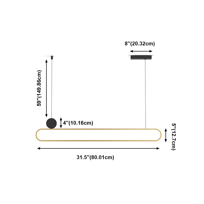 Oval Island Lights Modernism Metal Island Light Fixtures in Gold for Dining Room