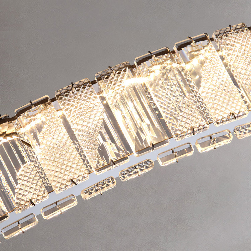 2 Light Linear Island Lights Modernism Crystal Island Light Fixtures in Silver Finish