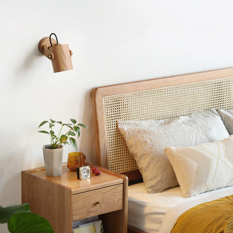 Moderne Stilzylinderwand -Lampen Holz 1 Lichtwandbeleuchtung Armaturen