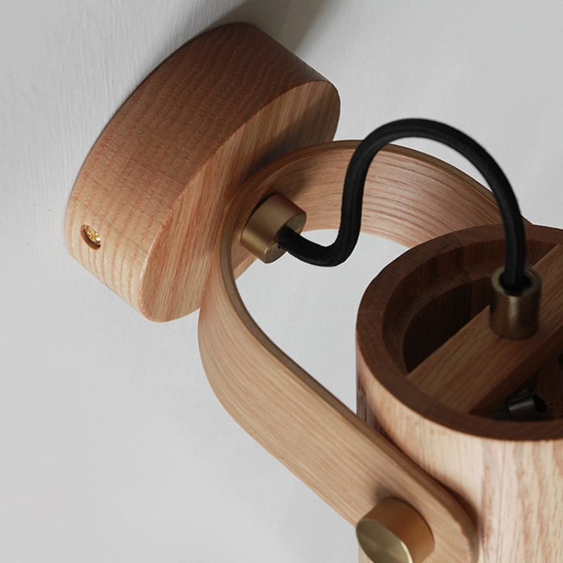 Moderne Stilzylinderwand -Lampen Holz 1 Lichtwandbeleuchtung Armaturen