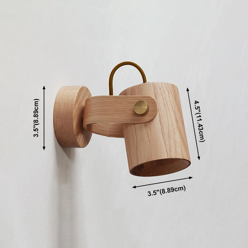 Moderne Stilzylinderwand -Lampen Holz 1 Lichtwandbeleuchtung Armaturen