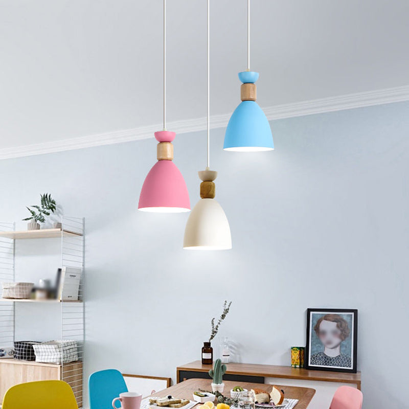 Bowl Shade Hanging Lighting Modern Macaron Style Metal 1 Light Hanging Lamping For Shop