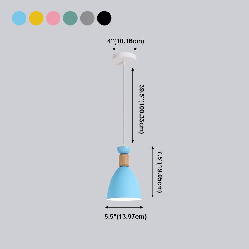 Bowl Shade Hanging Lighting Modern Macaron Style Metal 1 Light Hanging Lamping For Shop