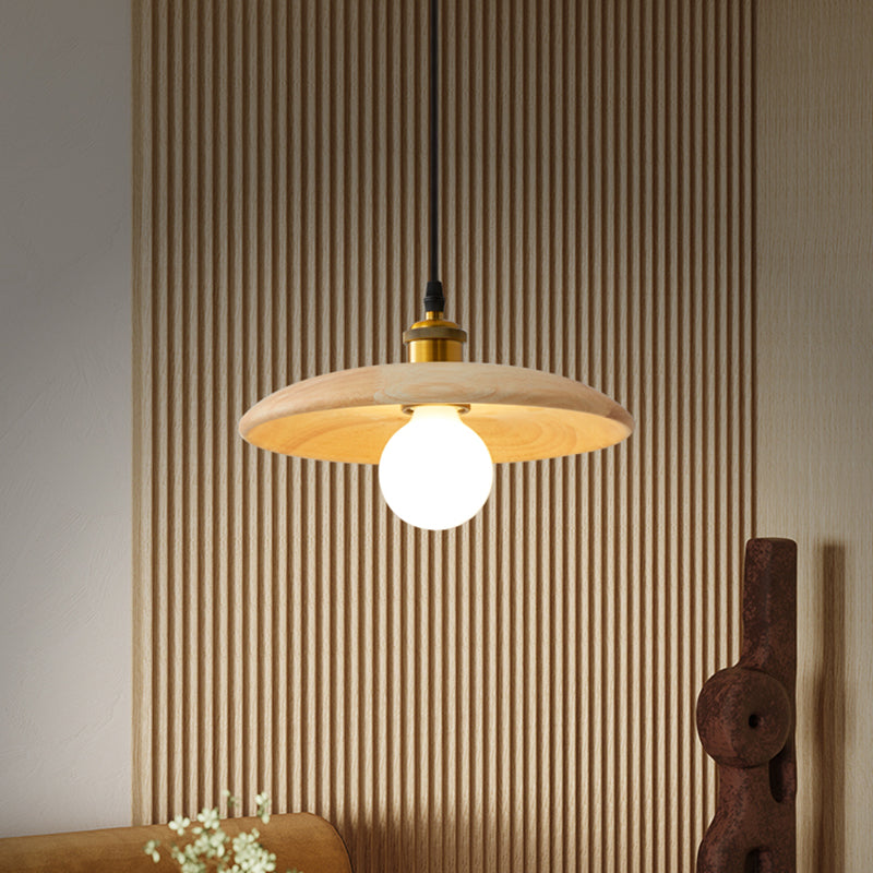 Pot Cover Shade Hanging Lighting Modern Style Bois massif 1 pendentif léger pour séjour à domicile