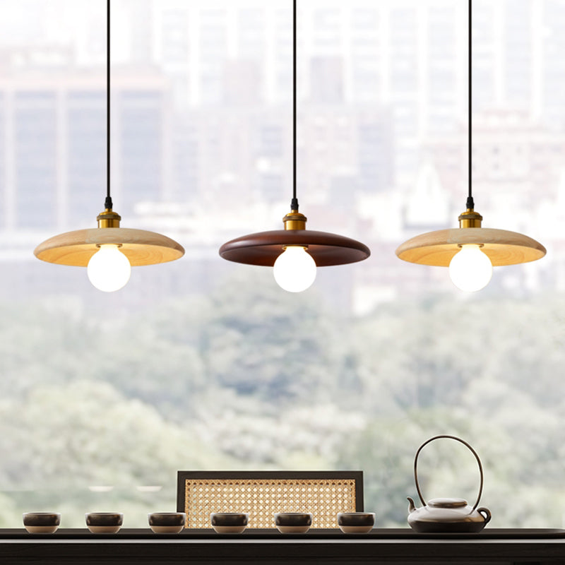 Pot Cover Shade Hanging Lighting Modern Style Bois massif 1 pendentif léger pour séjour à domicile