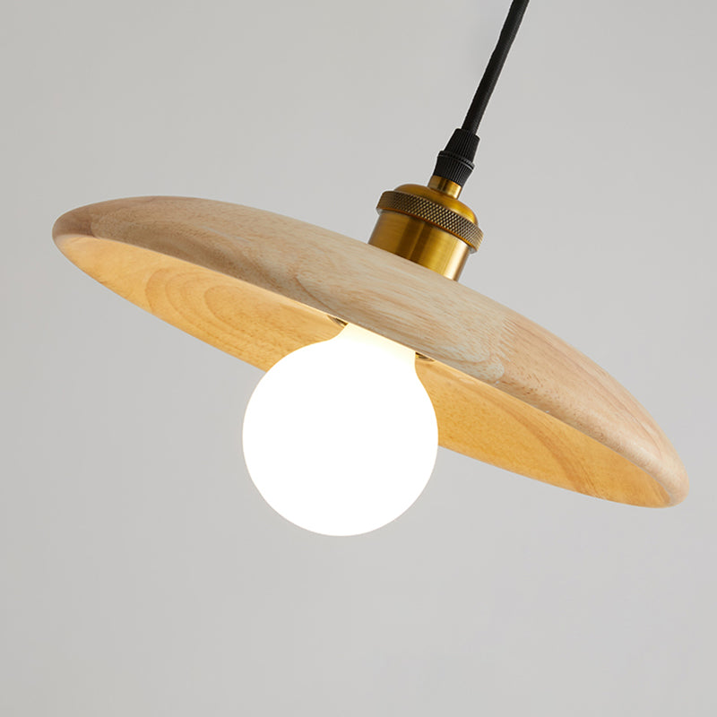 Pot Cover Shade Hanging Lighting Modern Style Bois massif 1 pendentif léger pour séjour à domicile