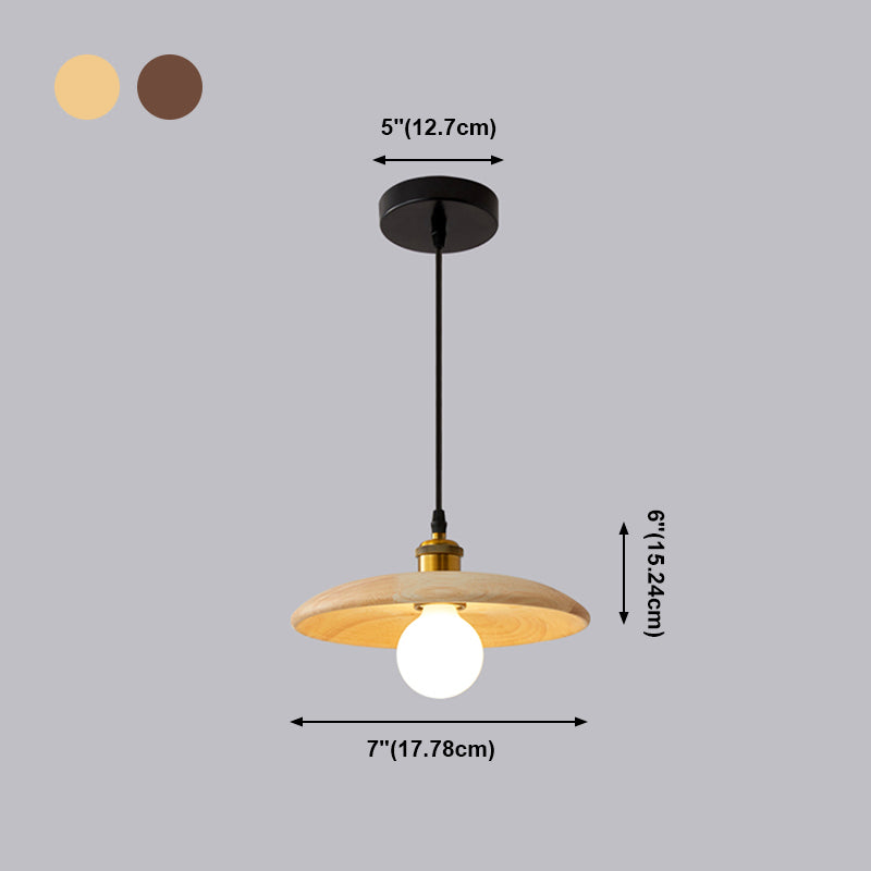 Pot Cover Shade Hanging Lighting Modern Style Bois massif 1 pendentif léger pour séjour à domicile