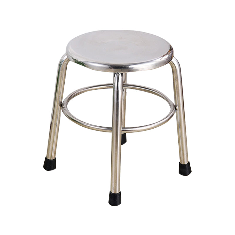 Modern Armless Backless Counter Stool Stainless Steel Laboratory Bar Stool with Pedal