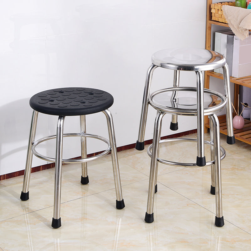 Modern Armless Backless Counter Stool Stainless Steel Laboratory Bar Stool with Pedal