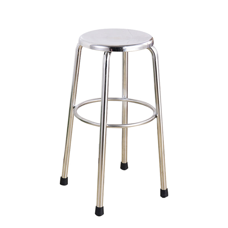 Modern Armless Backless Counter Stool Stainless Steel Laboratory Bar Stool with Pedal