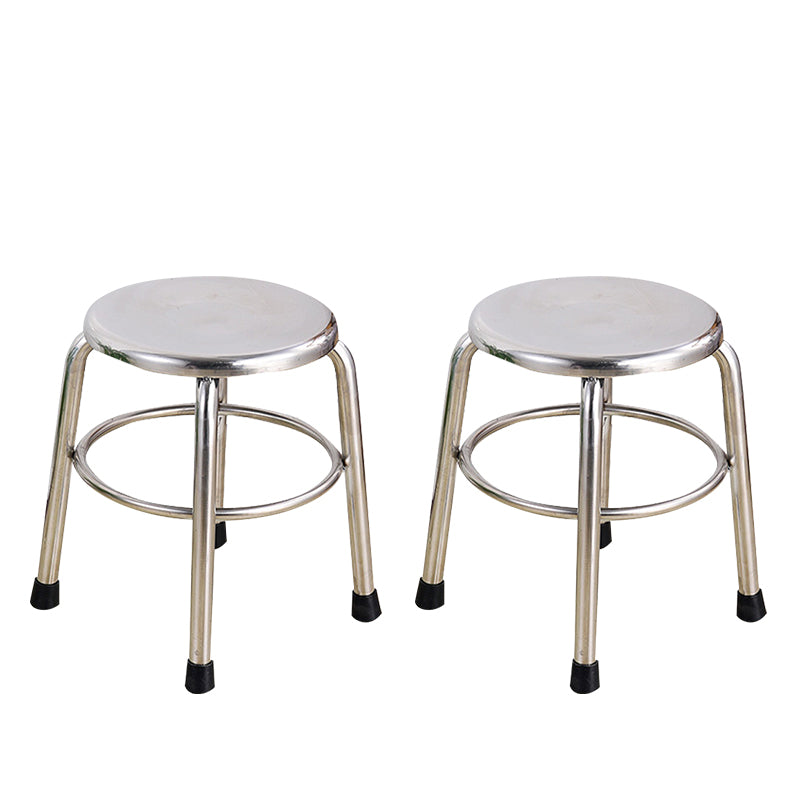 Modern Armless Backless Counter Stool Stainless Steel Laboratory Bar Stool with Pedal