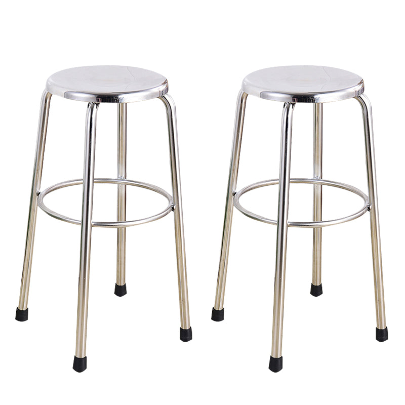 Modern Armless Backless Counter Stool Stainless Steel Laboratory Bar Stool with Pedal