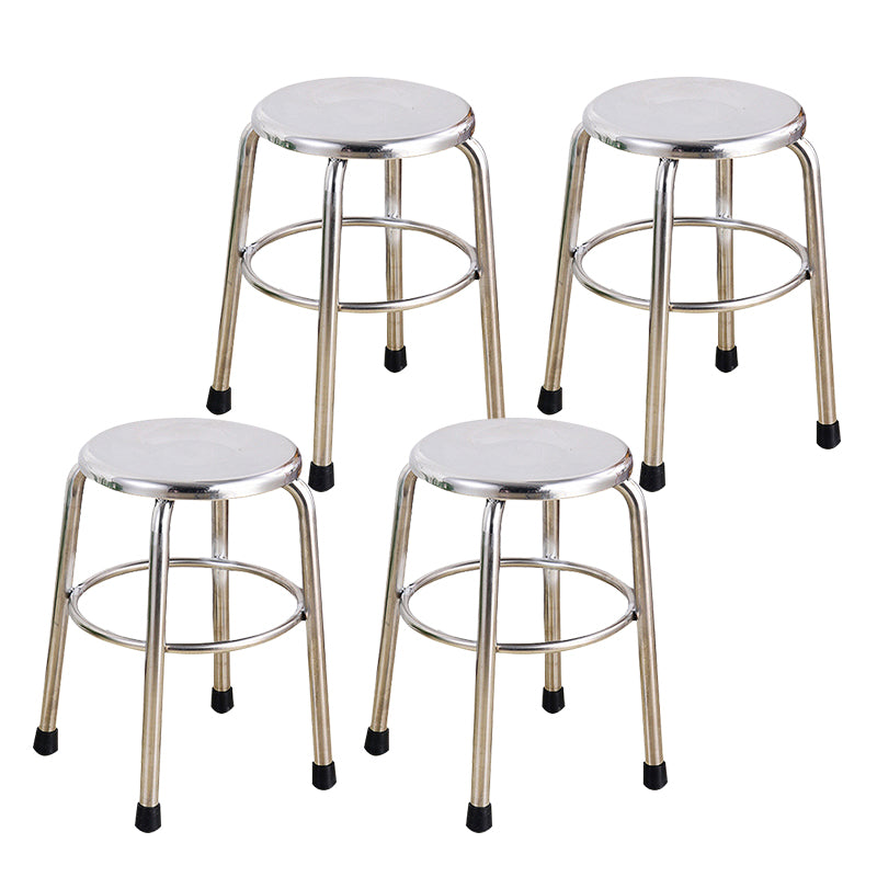 Modern Armless Backless Counter Stool Stainless Steel Laboratory Bar Stool with Pedal