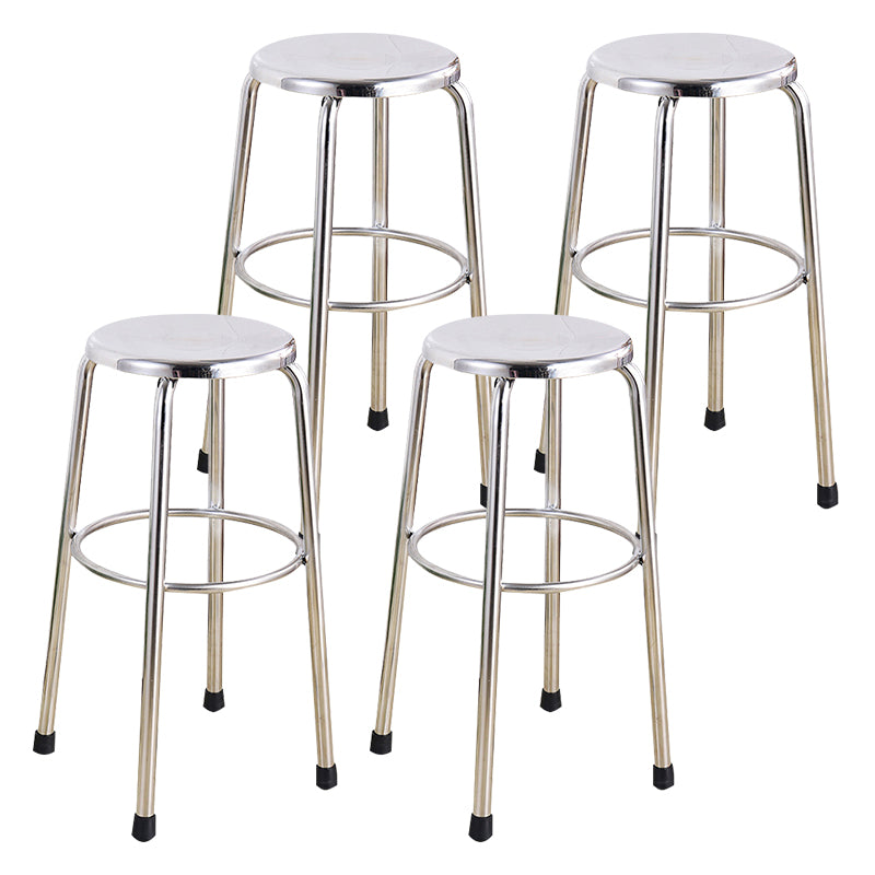 Modern Armless Backless Counter Stool Stainless Steel Laboratory Bar Stool with Pedal