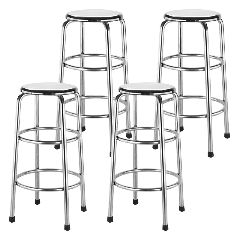 Modern Armless Backless Counter Stool Stainless Steel Laboratory Bar Stool with Pedal