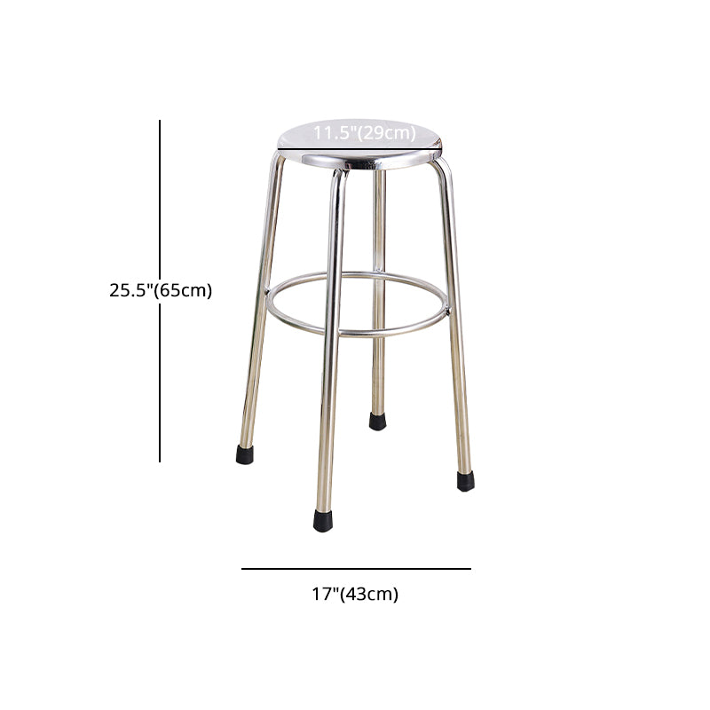Modern Armless Backless Counter Stool Stainless Steel Laboratory Bar Stool with Pedal
