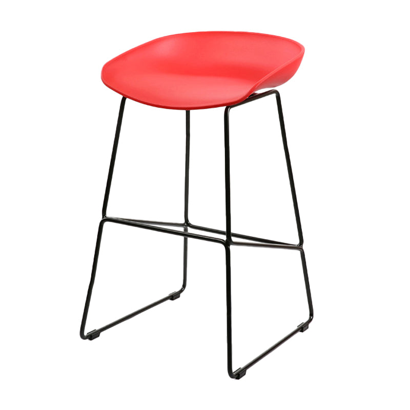 Industrial Indoor Barstool Iron Simple Tall Stool with Plastic Seat