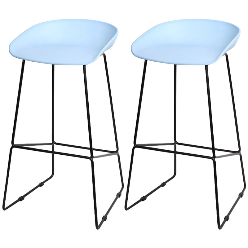 Industrial Indoor Barstool Iron Simple Tall Stool with Plastic Seat