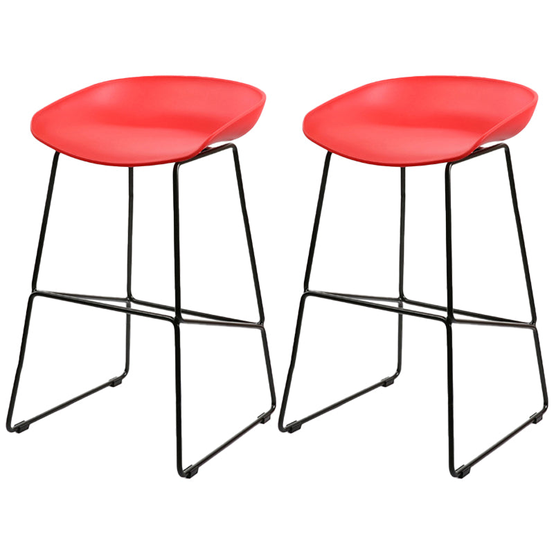 Industrial Indoor Barstool Iron Simple Tall Stool with Plastic Seat