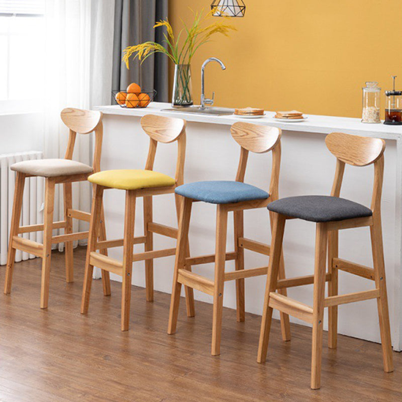 Scandinavian Padded Feet Barstools Restaurant Solid Wood Counter Barstool