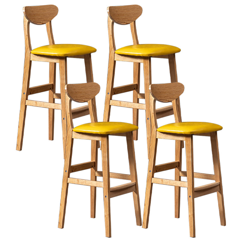 Scandinavian Padded Feet Barstools Restaurant Solid Wood Counter Barstool