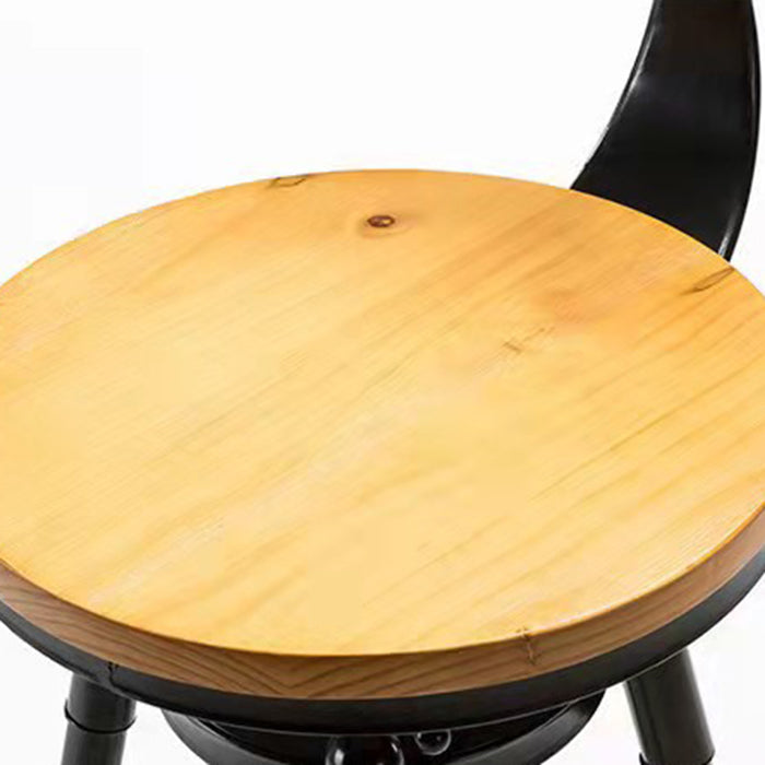 Industrial Style Bar Stool Iron Solid Wood Adjustable Restaurant Cafe Counter Stool