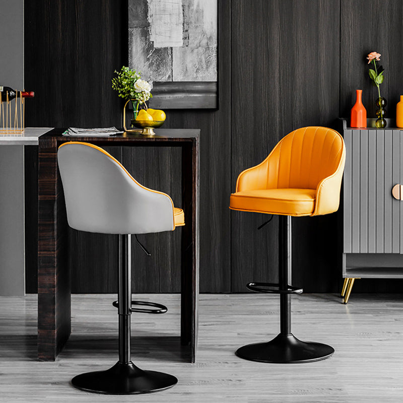 Indoor Modern Leather Barstool Rotating Lifting Bar Stool with Armrests