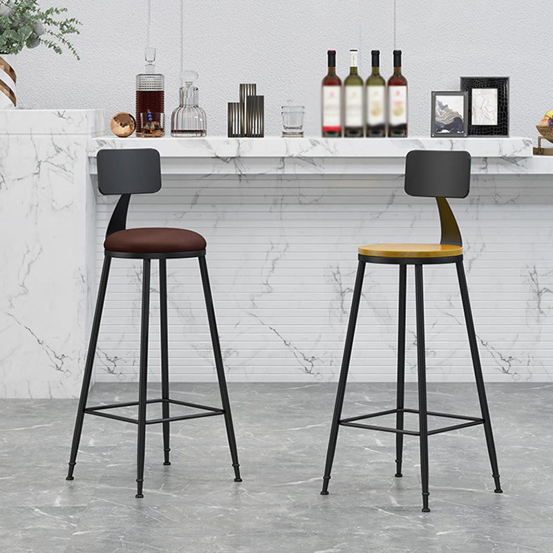 Taburete de bar con respaldo bajo de hierro nórdico, taburete alto interior Simple para interior
