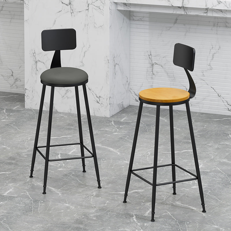Taburete de bar con respaldo bajo de hierro nórdico, taburete alto interior Simple para interior