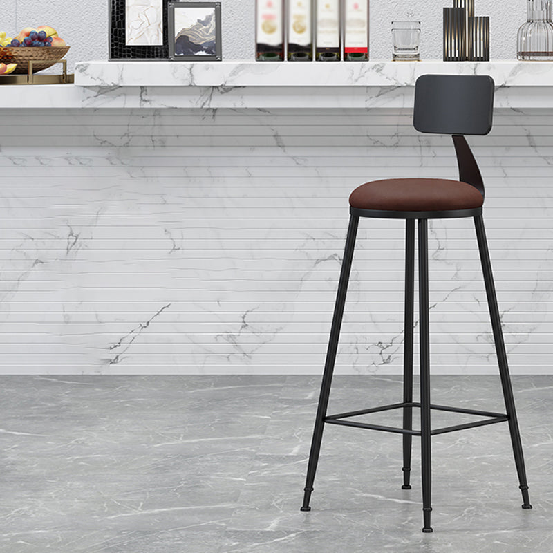 Taburete de bar con respaldo bajo de hierro nórdico, taburete alto interior Simple para interior