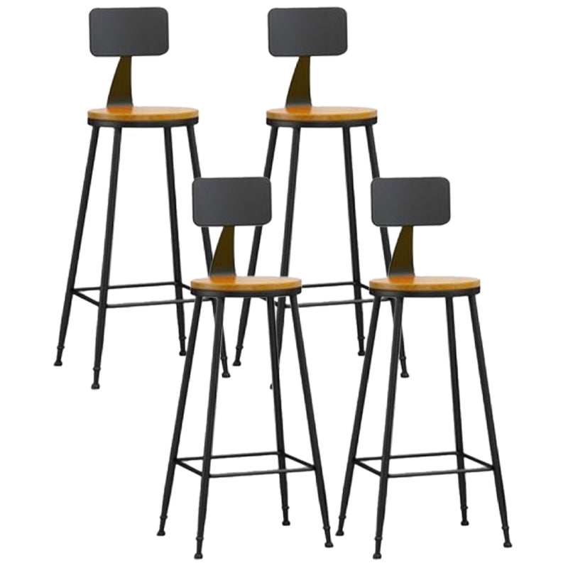 Taburete de bar con respaldo bajo de hierro nórdico, taburete alto interior Simple para interior