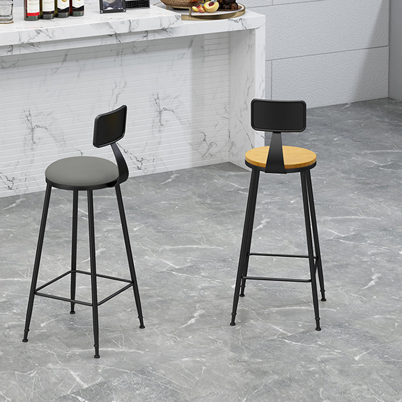 Taburete de bar con respaldo bajo de hierro nórdico, taburete alto interior Simple para interior