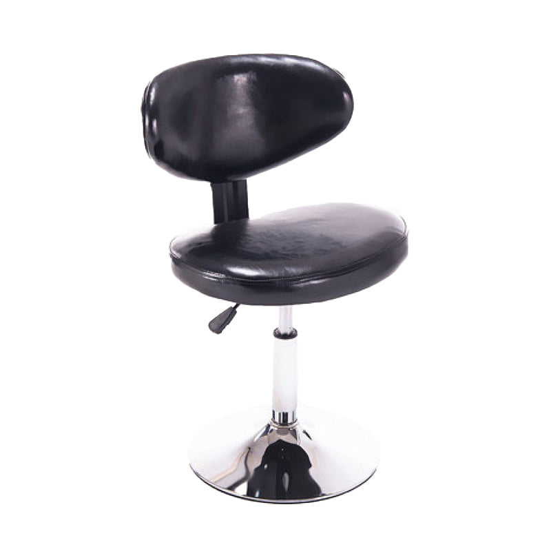 Taburetes escandinavos de cuero con altura ajustable, taburetes de bar giratorios plateados con respaldo bajo