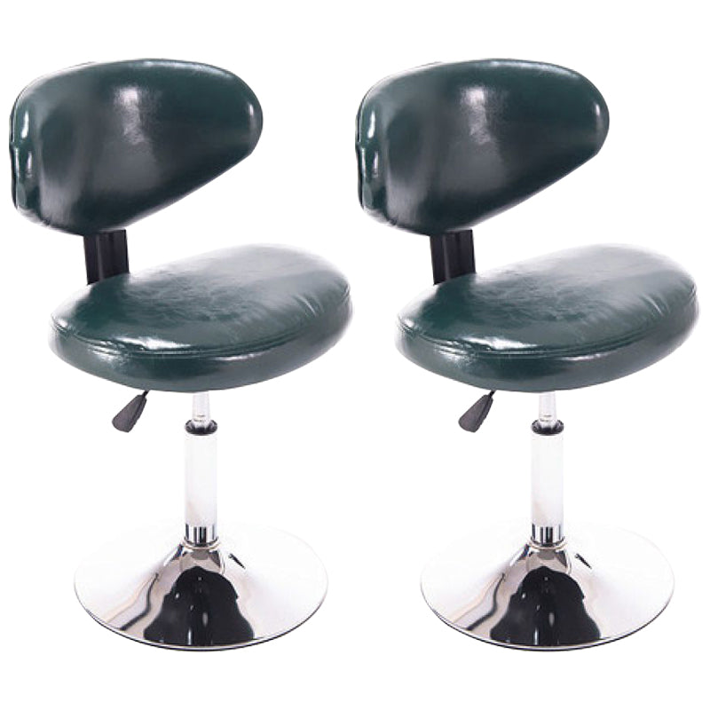 Taburetes escandinavos de cuero con altura ajustable, taburetes de bar giratorios plateados con respaldo bajo