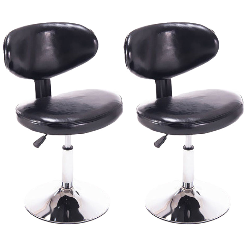 Taburetes escandinavos de cuero con altura ajustable, taburetes de bar giratorios plateados con respaldo bajo
