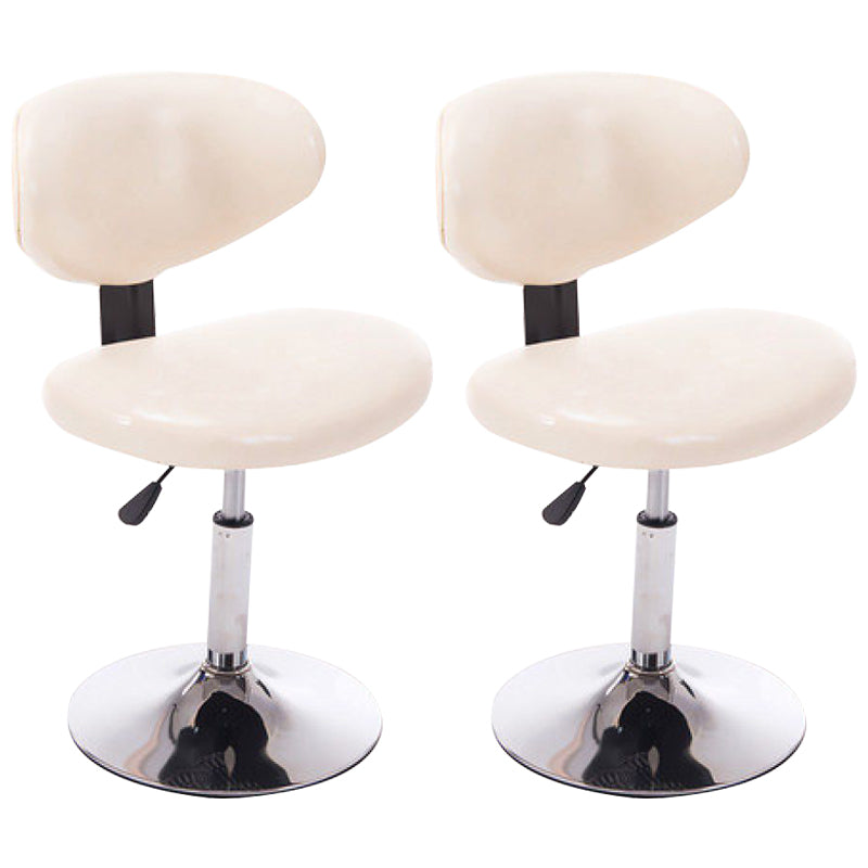 Taburetes escandinavos de cuero con altura ajustable, taburetes de bar giratorios plateados con respaldo bajo