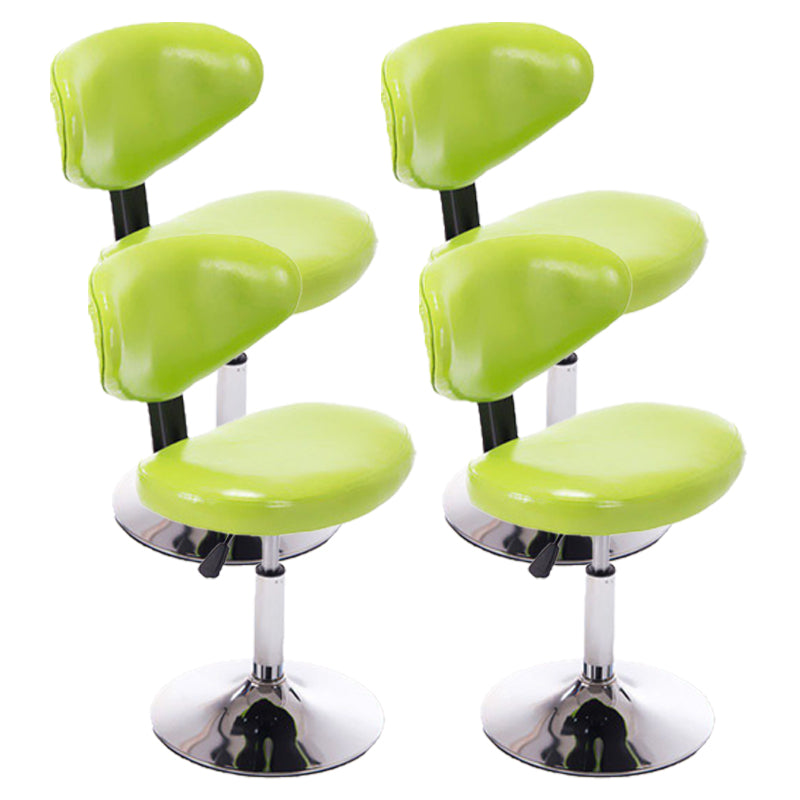 Taburetes escandinavos de cuero con altura ajustable, taburetes de bar giratorios plateados con respaldo bajo