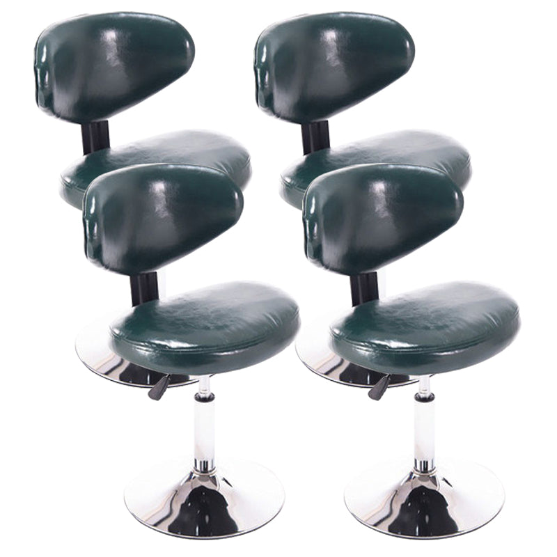 Taburetes escandinavos de cuero con altura ajustable, taburetes de bar giratorios plateados con respaldo bajo